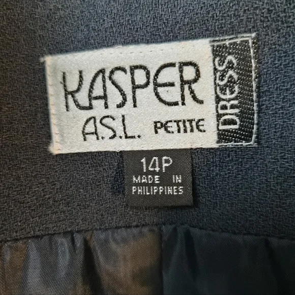 Kasper A.S.L. Petite 100% Wool Skirt Suit Set - Navy Blue - 14P - Picture 4 of 14
